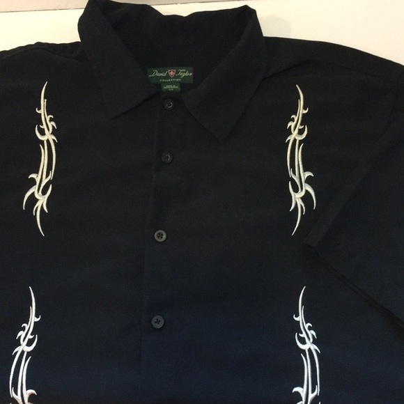 David Taylor button down size L black with tan embroider - Picture 3 of 8